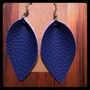 Blue handmade leather earrings